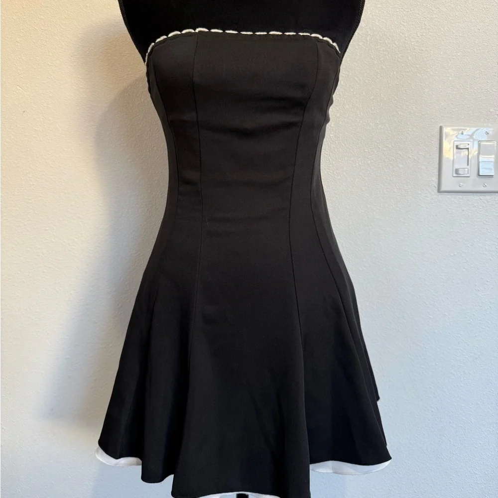 Musera Strapless Black & White Fit-and-Flare Dress | Size S - Picture 2 of 9